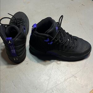 Jordan Men's Sneakers in Black and Purple 12s